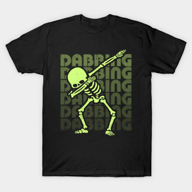 Dabbing Skeleton Type Glow Effect T-Shirt by vo_maria